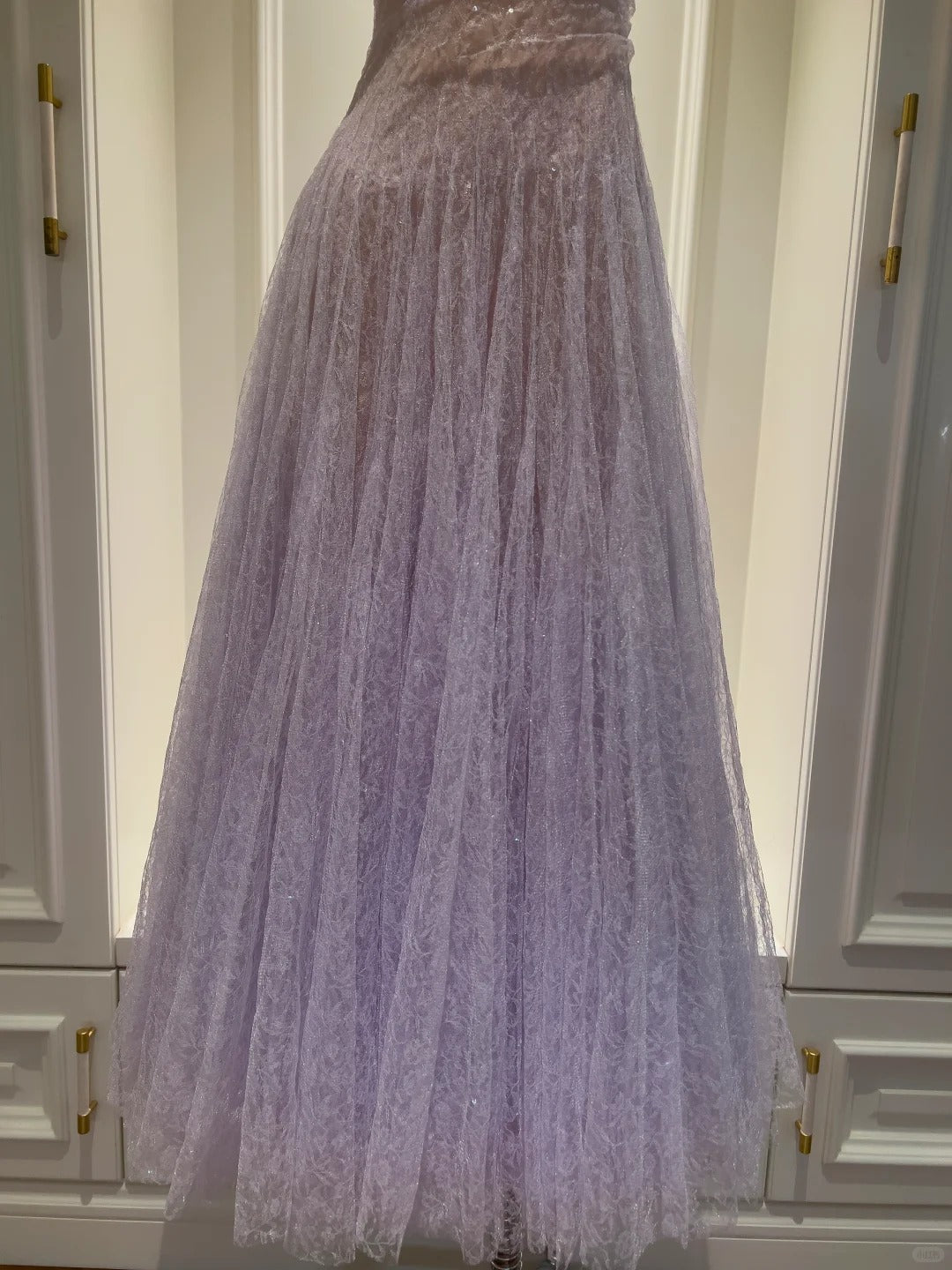 Dreamy Lavender A-Line Suspender Strap Pleated Tulle Long Prom Dress Evening Dress