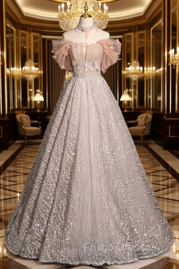 Dreamy Sequins Off the Shoulder Formal Prom Dress Main image
