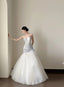 Dreamy White And Blue Gradient A-Line Strapless Tulle Long Prom Dress Wedding Dress