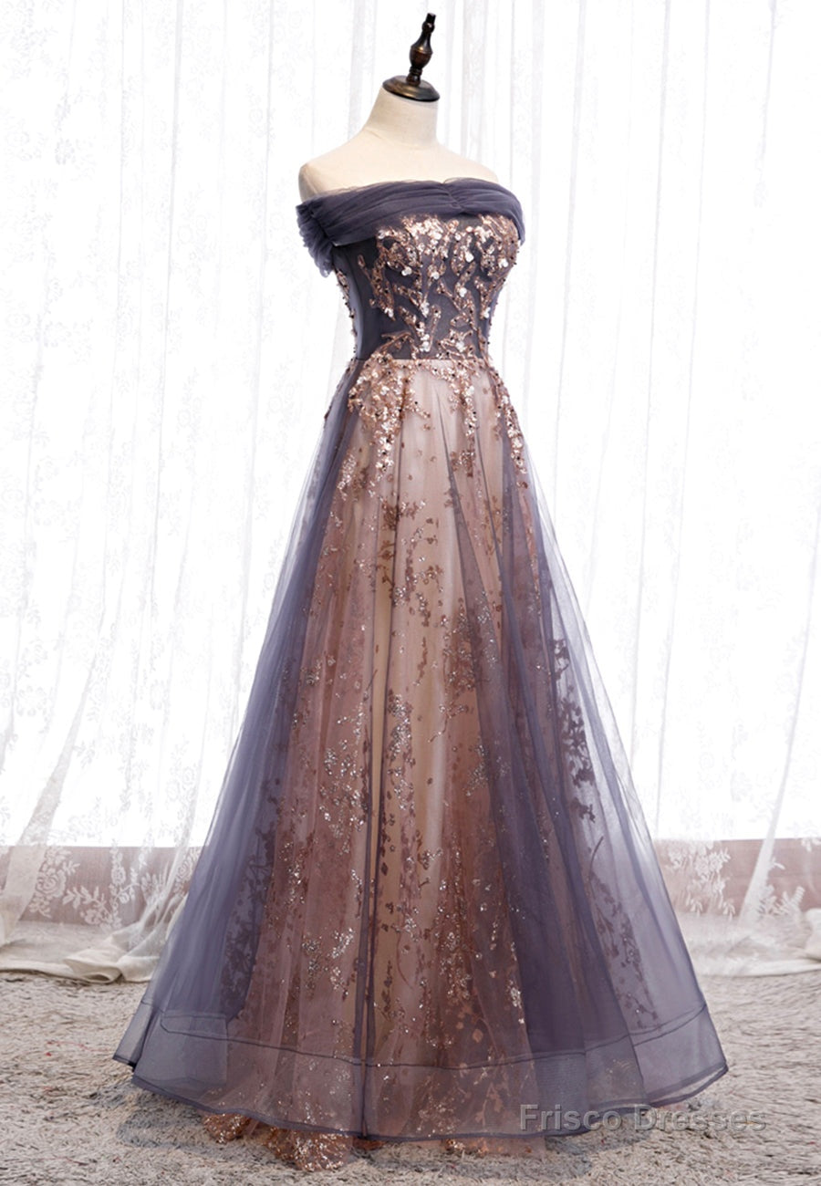Purple Tulle Long Prom Dresses, A-Line Evening Dresses Secondary image