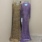 Modest Long Sleeves Sequins Mermaid Formal Prom Dress