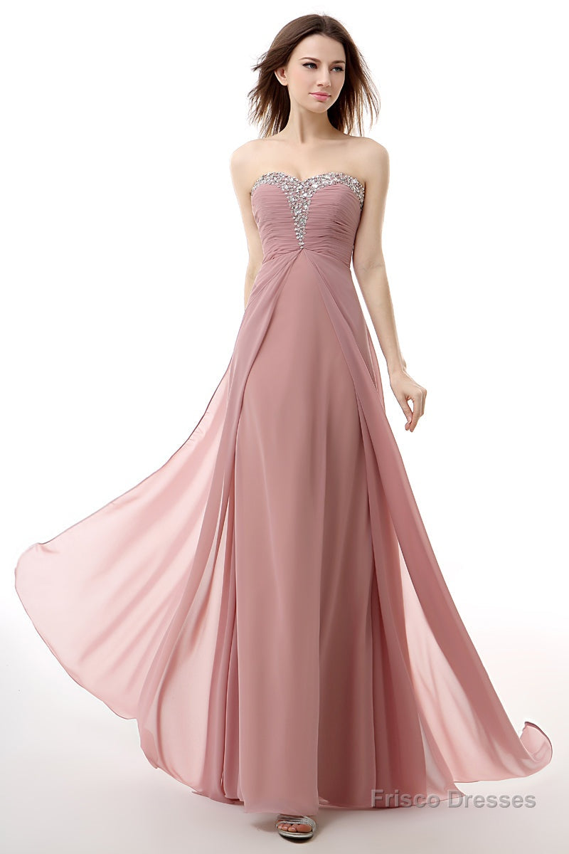 Dusty Pink A-Line Sweetheart Pleated Prom Dresses Main image