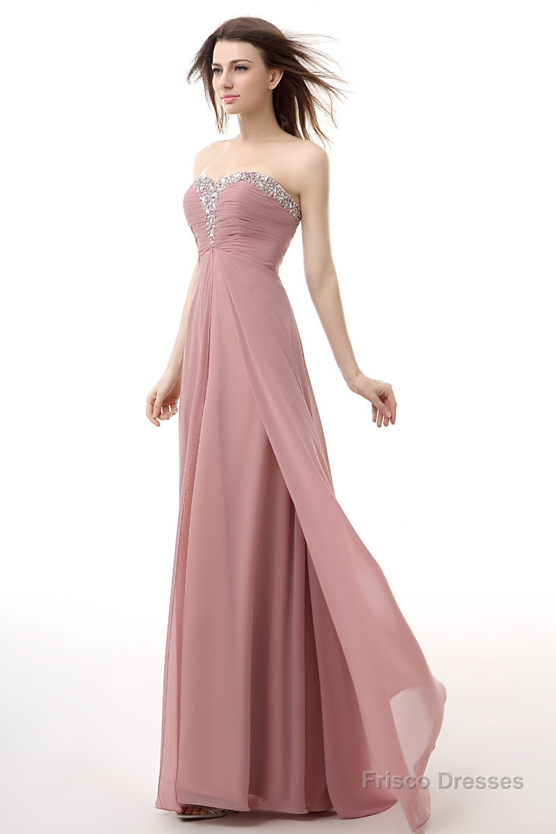 Dusty Pink A-Line Sweetheart Pleated Prom Dresses Secondary image
