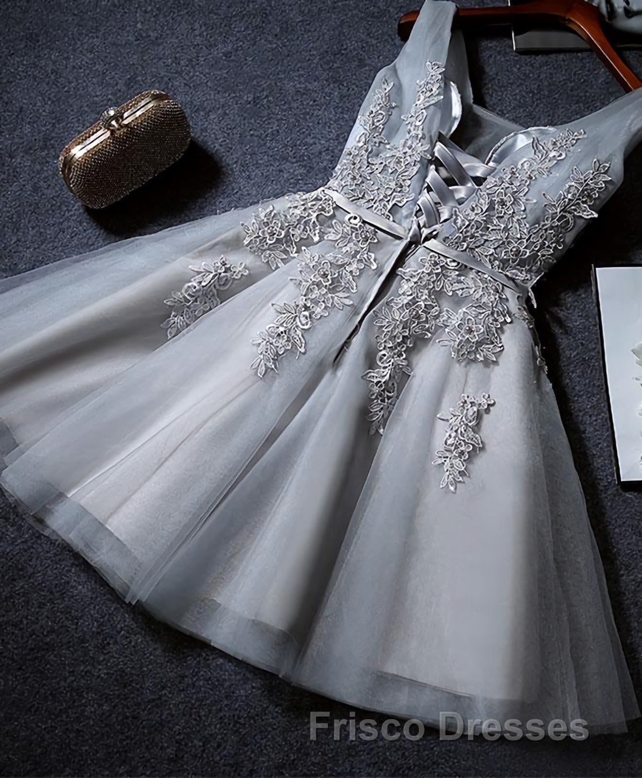 Cute A Line Tulle Lace Short Formal Prom Dress, Homecoming Dress