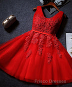 Cute A Line Tulle Lace Short Formal Prom Dress, Homecoming Dress