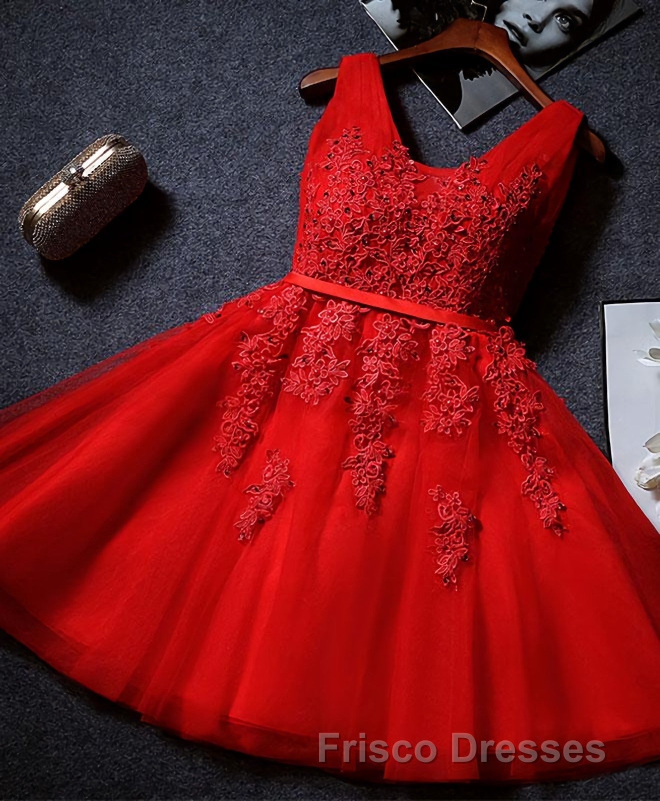 Cute A Line Tulle Lace Short Formal Prom Dress, Homecoming Dress
