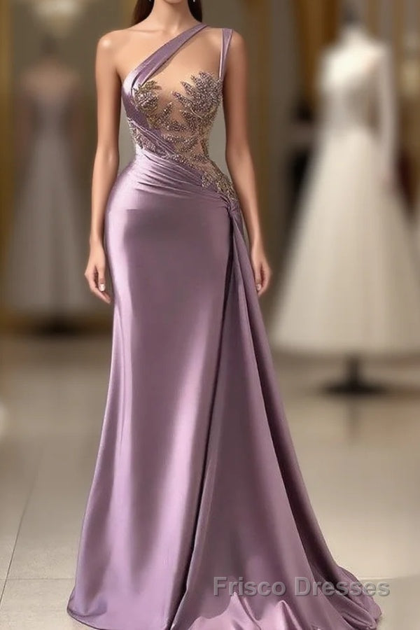 Sexy Purple Mermaid One-Shoulder Formal Prom Dresses Main image