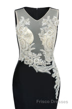 Portrait Trumpet Sweep Train Sleeveless Beading Evening Dresses