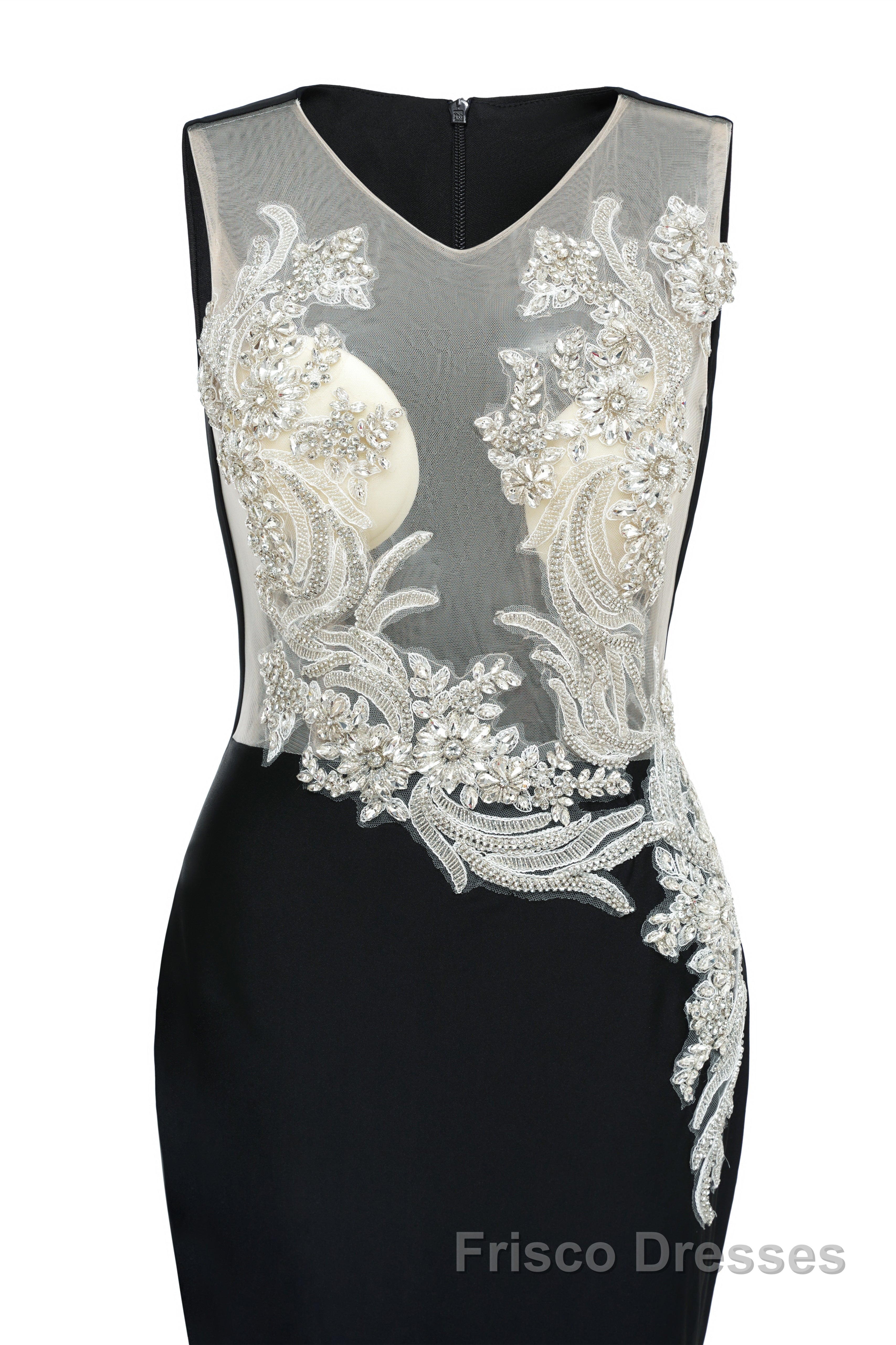 Portrait Trumpet Sweep Train Sleeveless Beading Evening Dresses