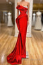 Strapless Red Mermaid Formal Prom Dress With Beads
