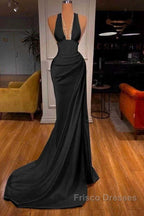 Halter V-Neck Mermaid Formal Prom Dress Elegant