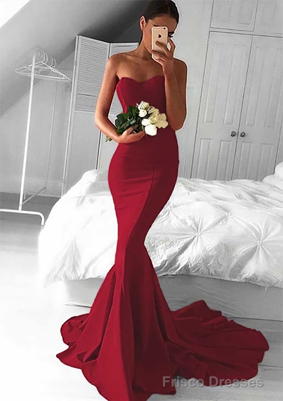Elastic Satin Prom Dresses Trumpet/Mermaid Sweetheart Court Train With Pleated