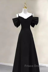 Elegant A Line Black Long Formal Prom Dress Formal Evening Dress