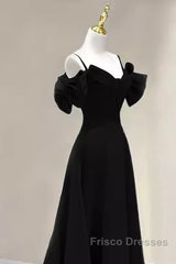 Elegant A Line Black Long Formal Prom Dress Formal Evening Dress