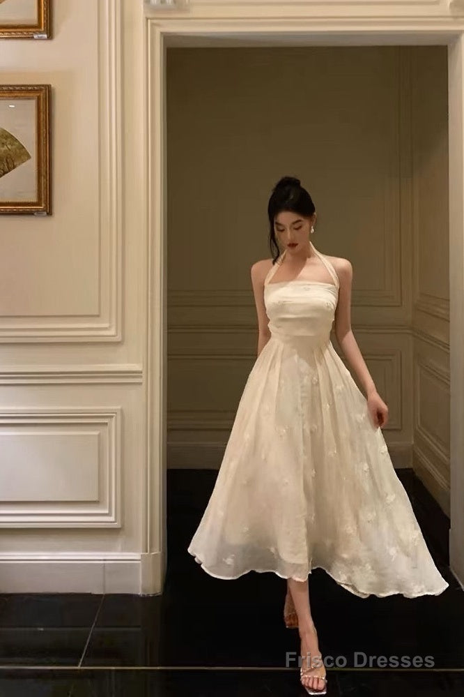 Elegant A Line Halter White Lace Prom Dresses Birthday Outfits Evening Gown Main image