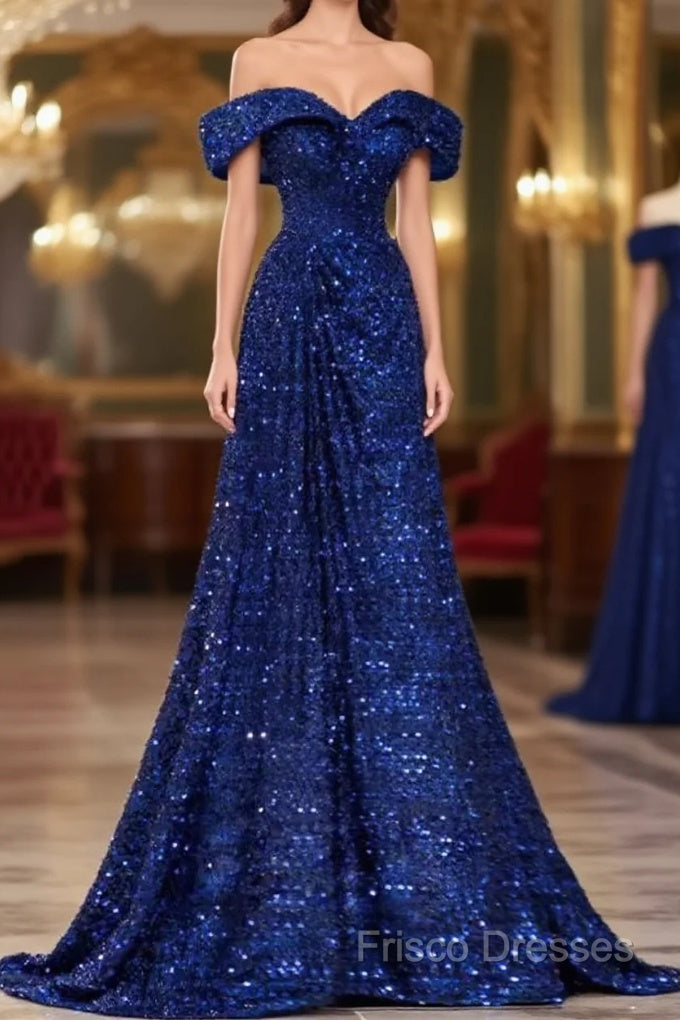 Elegant A Line Off The Shoulder Royal Blue Formal Prom Dress Formal Dress