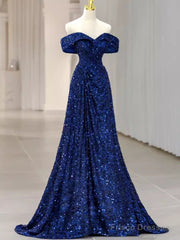 Elegant A Line Off The Shoulder Royal Blue Prom Dresses Formal Evening Dress