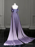 Elegant A Line Purple Satin Long Formal Prom Dress Formal Party Gown