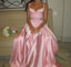 Elegant A Line Spaghetti Straps Floor-Length Satin Long Pink Evening Dress Prom Dresses