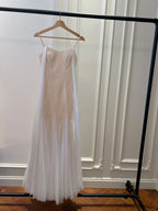 Elegant A-Line Strap Pearl Tulle Long Prom Dress Evening Dress