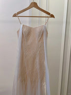 Elegant A-Line Strap Pearl Tulle Long Prom Dress Evening Dress