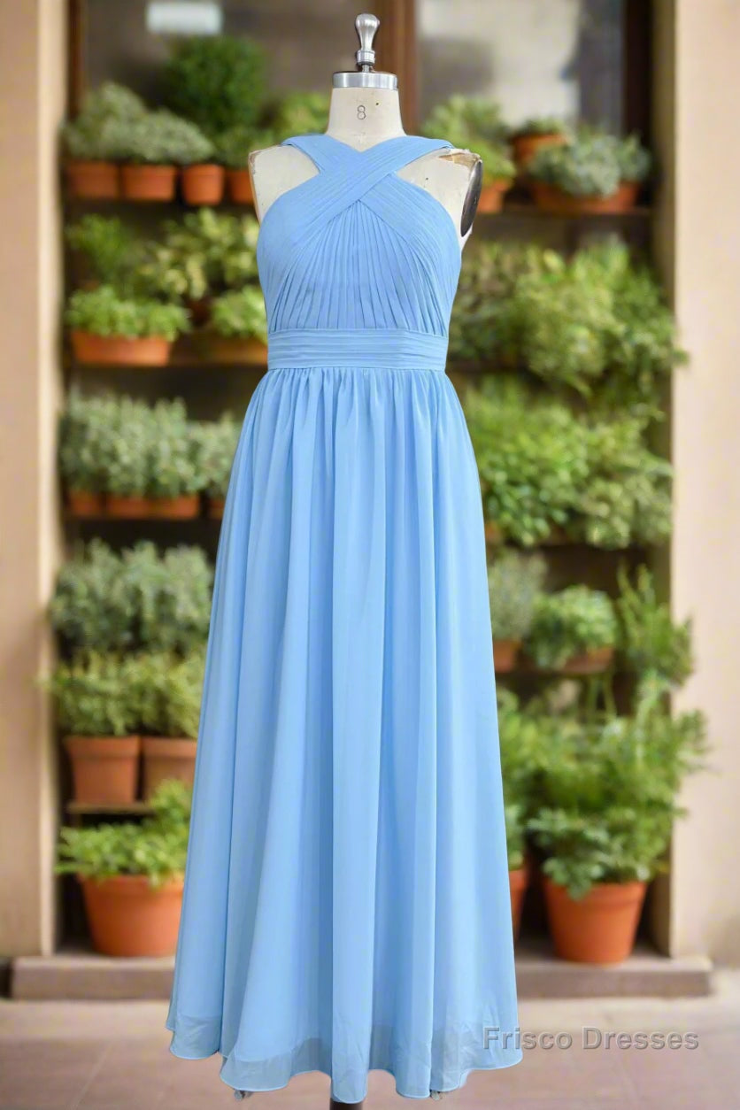 Elegant A-line Straps Chiffon Floor Length Bridesmaid Dresses Main image