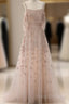 Elegant A Line Straps Sequin Long Formal Prom Dress