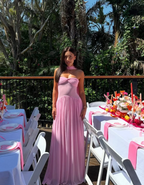 Elegant A Line Sweetheart Pink Chiffon Long Prom Dresses Party Dress Summer 20Th Birthday Outfits 18Th Birthday Dresses