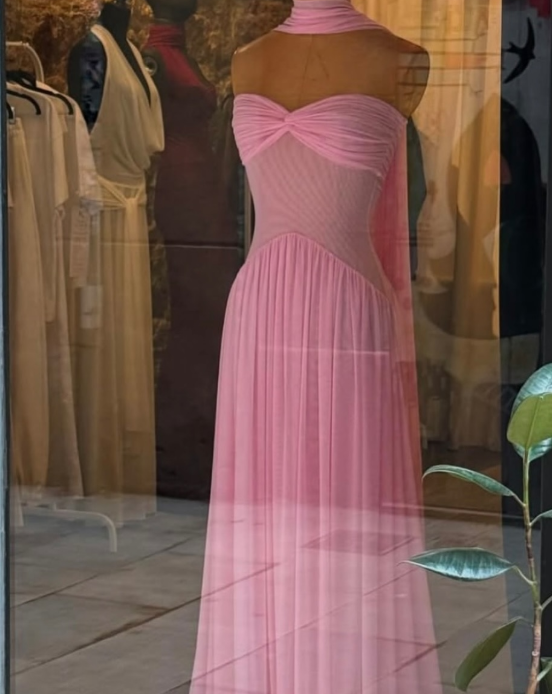 Elegant A Line Sweetheart Pink Chiffon Long Prom Dresses Party Dress Summer 20Th Birthday Outfits 18Th Birthday Dresses