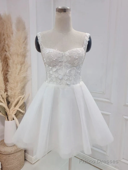 Elegant A-Line Sweetheart Wedding Dress With Lace Short White Beautiful Main image