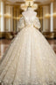 Elegant A-Line Tulle Floor Length Formal Prom Dress, Champagne Off The Shoulder Evening Party Dress