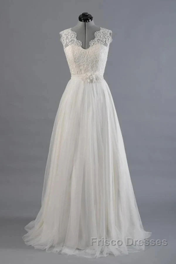 Elegant And Noble A-Shaped V-Neck Belt With Stickers For Beach And Floor Length Wedding Dress