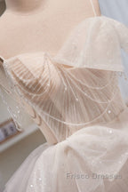 Elegant And Noble Ivory Sleeveless Off Shoulder Beaded Bow Evening Dress Ivory Thin Shoulder Strap Off Back Strap Formal Prom Dress