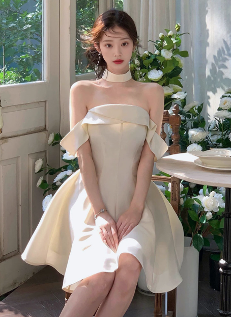 Elegant And Simple Satin One Shoulder A-Line Birthday Dress Homecoming Dress
