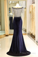 Elegant Beaded Formal Dress With Short Sleeves