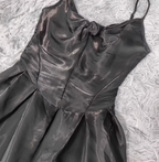 Elegant Black A-Line Spaghetti Strap Satin Long Prom Dress Evening Dress