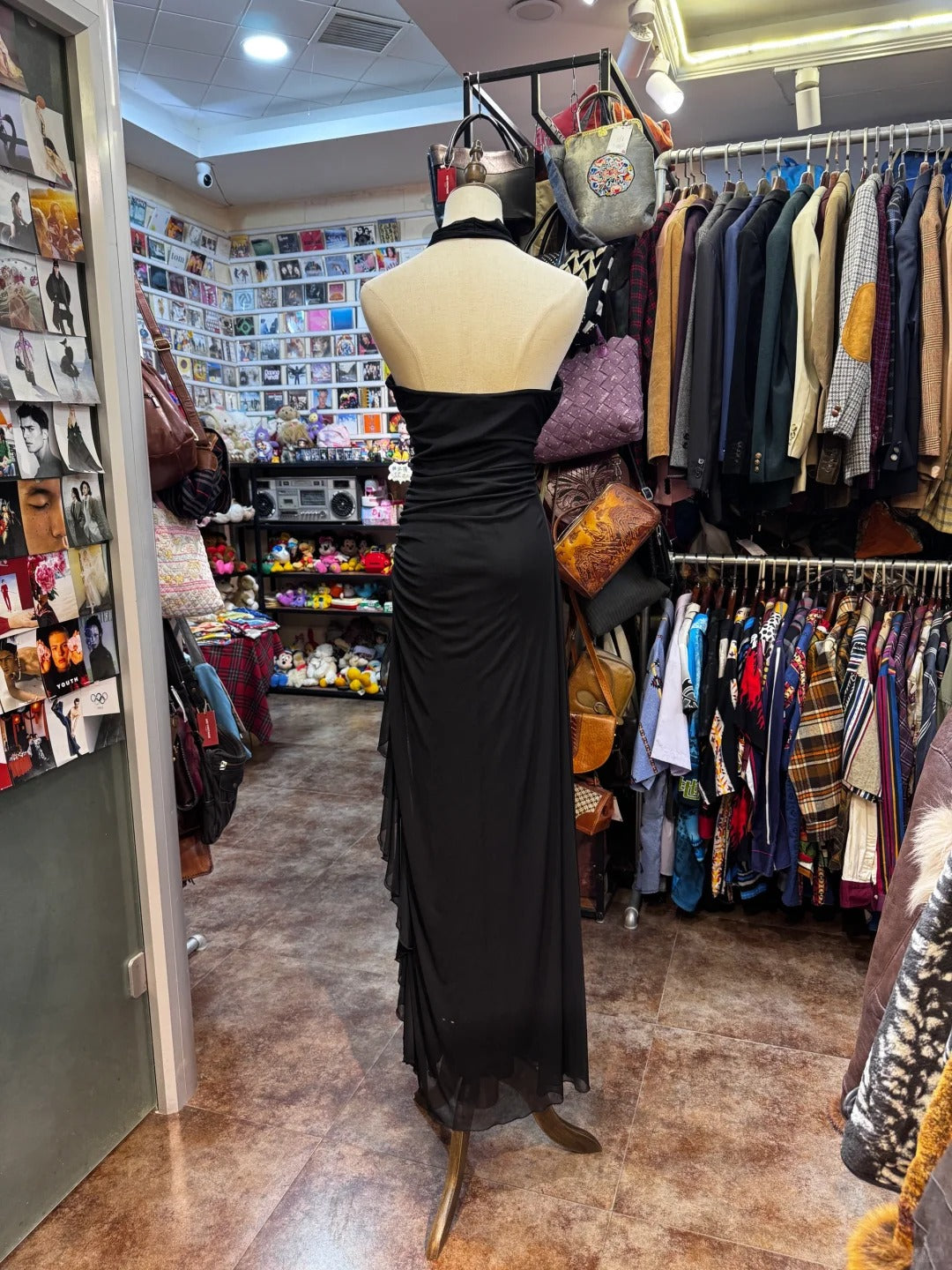 Elegant Black Mermaid Halter Neck Chiffon Long Prom Dress Evening Dress