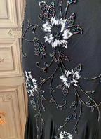 Elegant Black Mermaid Spaghetti Strap V-Neck Beaded Chiffon Long Prom Dress Evening Dress