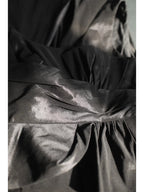 Elegant Black Pleated U-Neck Mermaid Satin Long Prom Dress Evening Dress