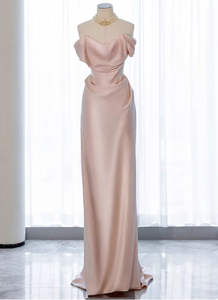 Elegant Black Slim-Fit Off-The-Shoulder Satin Long Prom Dress Evening Dress