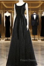 Elegant Black Velvet Cap Sleeves Evening Dress, Black Formal Prom Dress