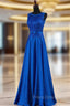 Elegant Blue Satin A-line Long Formal Prom Dress , Bridesmaid Dress for Sale