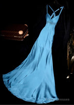 Elegant Blue Sweetheart Neck Bodycon Dress Satin Backless Prom Dress Formal Evening Dress