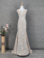 Elegant Blush Pink Lace Gradient Spaghetti Strap V-Neck Train Prom Dress Evening Dress