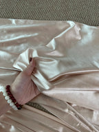 Elegant Champagne Mermaid Trailing Strapless Satin Long Prom Dress Evening Dress