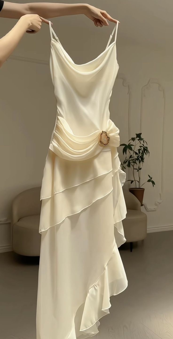 Elegant Chiffon Ivory Strap Irregular Birthday Dress Homecoming Dress