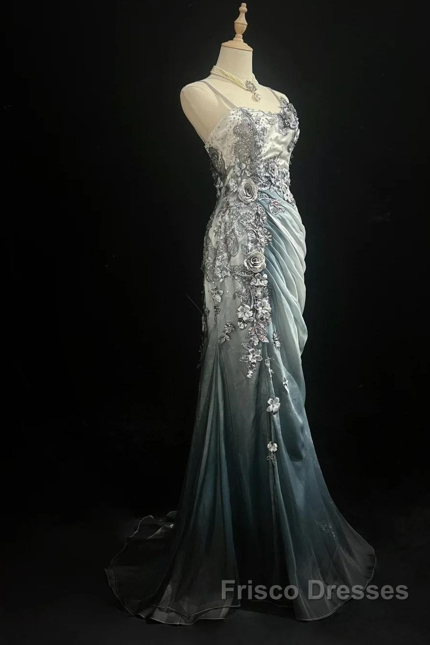 Elegant Chiffon Mermaid Gown For Formal Prom&Party Spaghetti Strap Sequined Applique Evening Gown