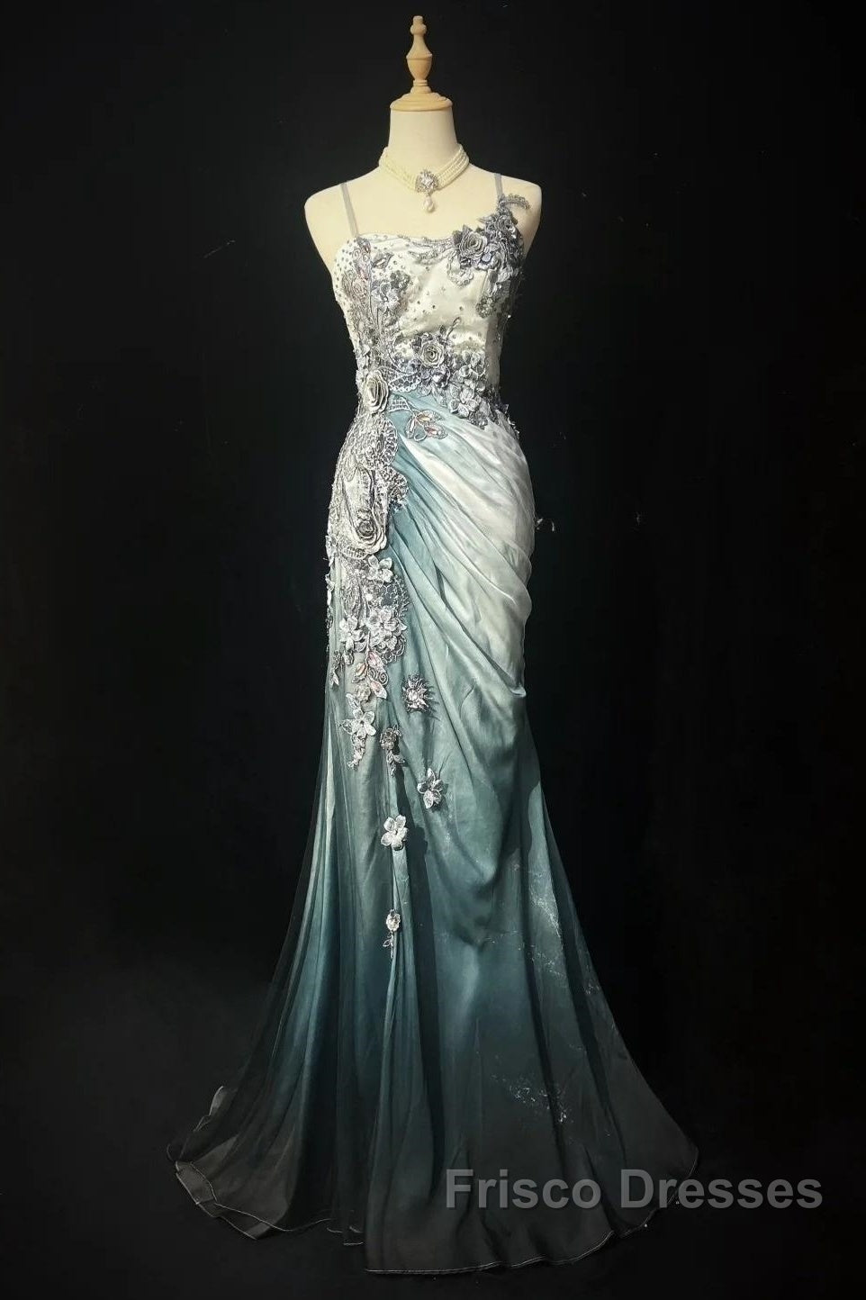 Elegant Chiffon Mermaid Gown For Formal Prom&Party Spaghetti Strap Sequined Applique Evening Gown