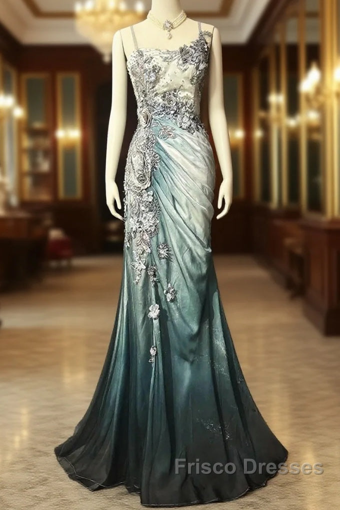 Elegant Chiffon Mermaid Gown For Formal Prom&Party Spaghetti Strap Sequined Applique Evening Gown Main image