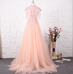 Elegant Court Grey Fringed Beaded Embroidered Tulle Train Prom Dress Evening Dress